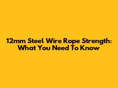 12mm Steel Wire Rope Strength: What You Need To Know