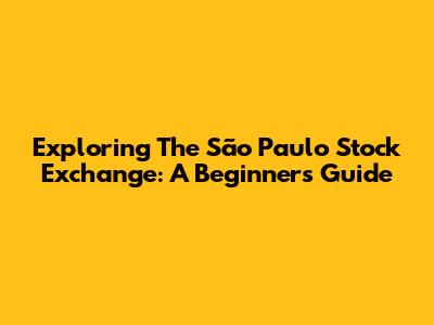 Exploring The São Paulo Stock Exchange: A Beginner's Guide