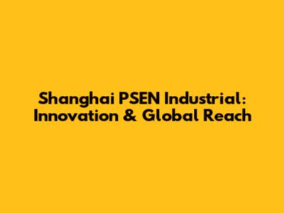 Shanghai PSEN Industrial: Innovation & Global Reach